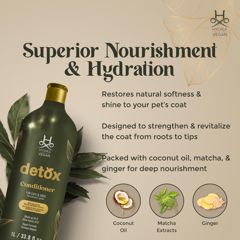 Hydra Vegan Detox Conditioner, 1L - Nourishing, Plant-Based Formula for Healthy and Hydrated Hair for Dog - Image 3