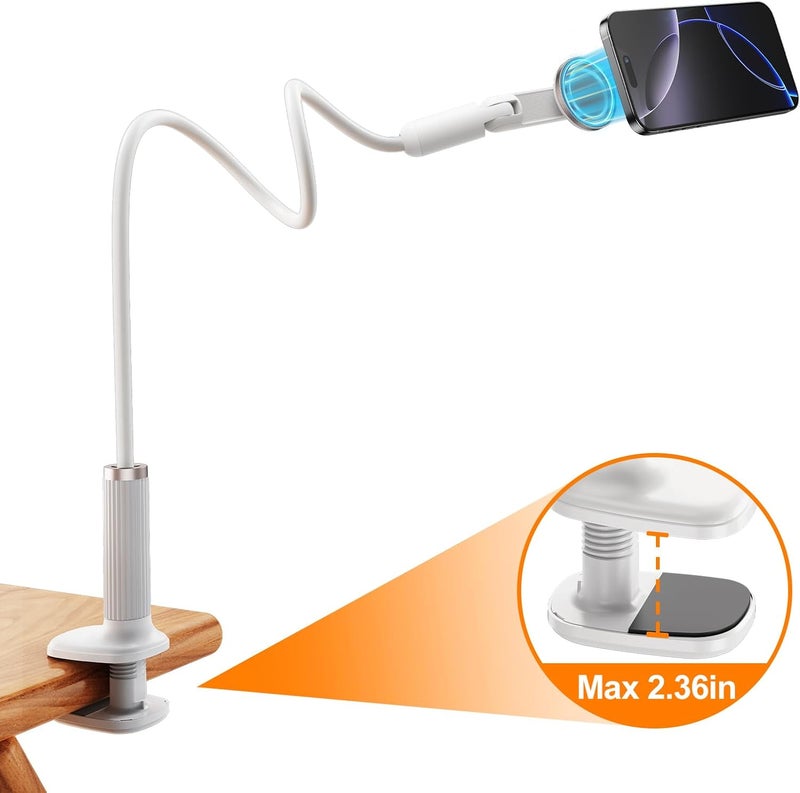 nediea Gooseneck Phone Holder For Bed, Flexible Phone Holder for Magsafe, Magnetic 35.43" Length Lazy Arm Stand With 360 Rotation Mini Clamp Mount, Compatible with iPhone 16 15 14 13 12 Series - Image 5
