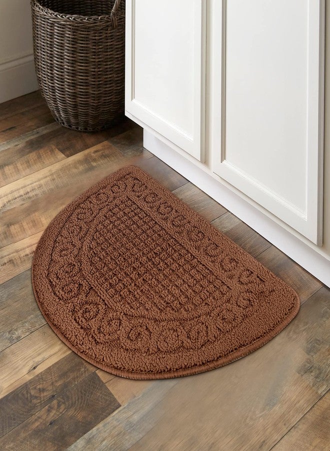 Echaprey Half Round Non-Slip Kitchen Bathroom Toilet Doormat Floor Rug Mat Keeps Your Floors Clean Home Decor (Small, Coffee) - Image 3