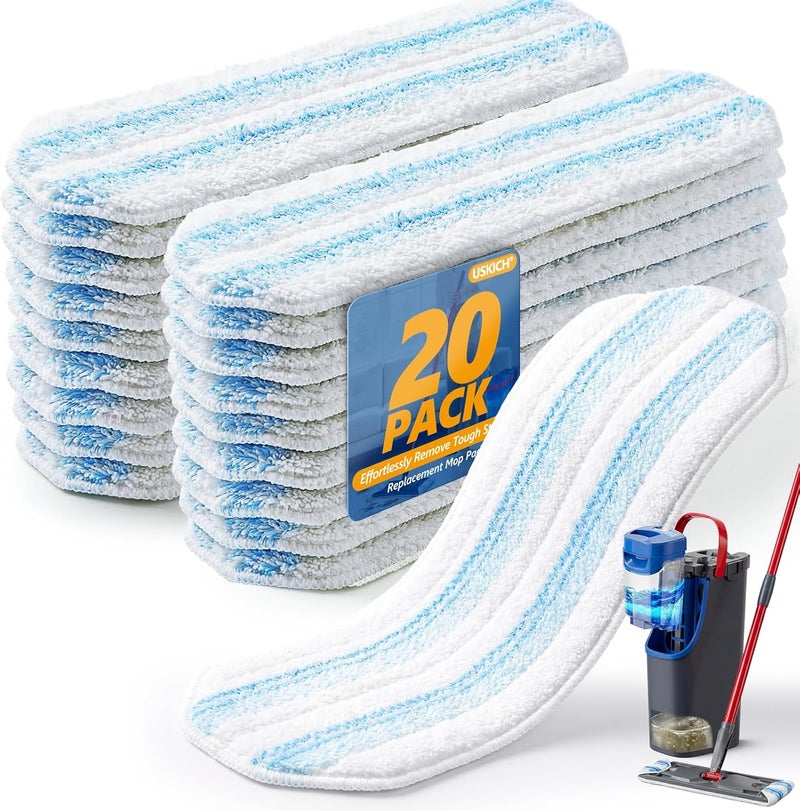 RA RUNNING ALIEN 20 Pack Mop Replacement Pads for O Cedar H2pro Flat Mops,Mop Pads for O-Cedar Mop Refills,Washable and Reusable Microfiber Mops Pad Compatible with Ocedar Flat Head - Image 1