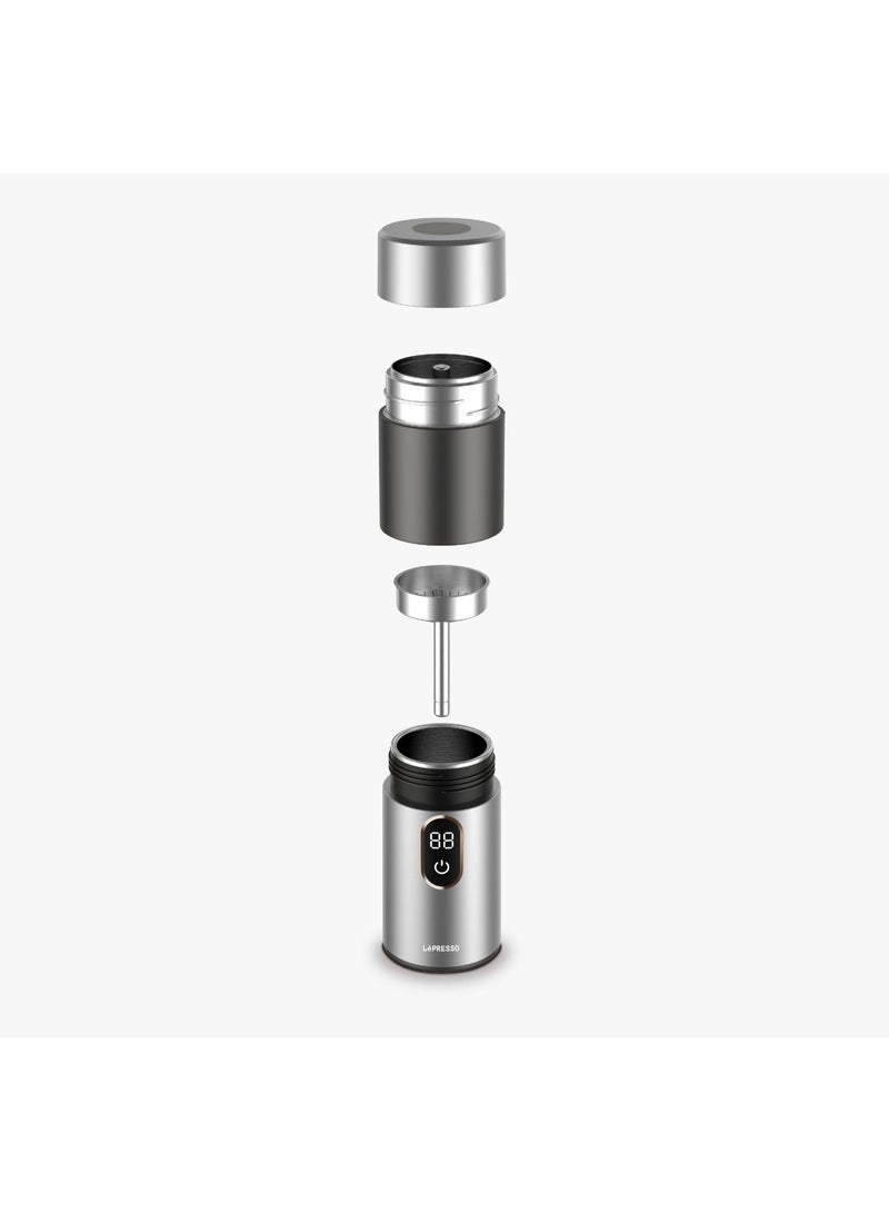 LePRESSO MokaRise Electric Moka Maker / Portable Coffee Maker / Espresso Coffee Machine / Travel Coffee Brewer / Quick Brew Moka Pot / Digital Interface / AC & DC Power Support / Stainless Steel Design - Silver - Image 2