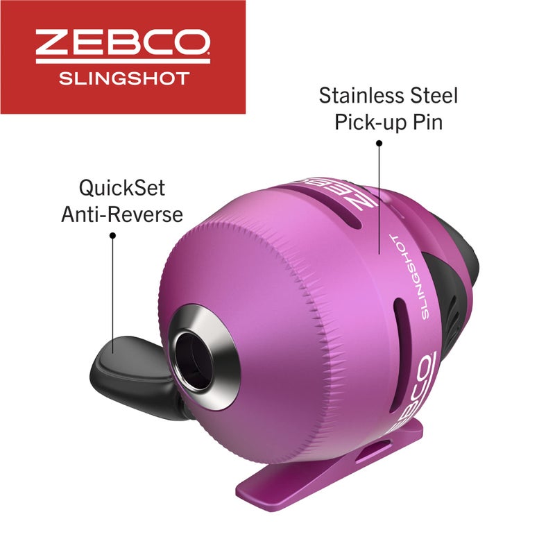 Zebco Slingshot Spincast Reel and Fishing Rod Combo, 5-Foot 6-Inch 2-Piece Fishing Pole, Size 30 Reel, Right-Hand Retrieve, Pre-Spooled with 10-Pound Zebco Line, Purple - Image 4
