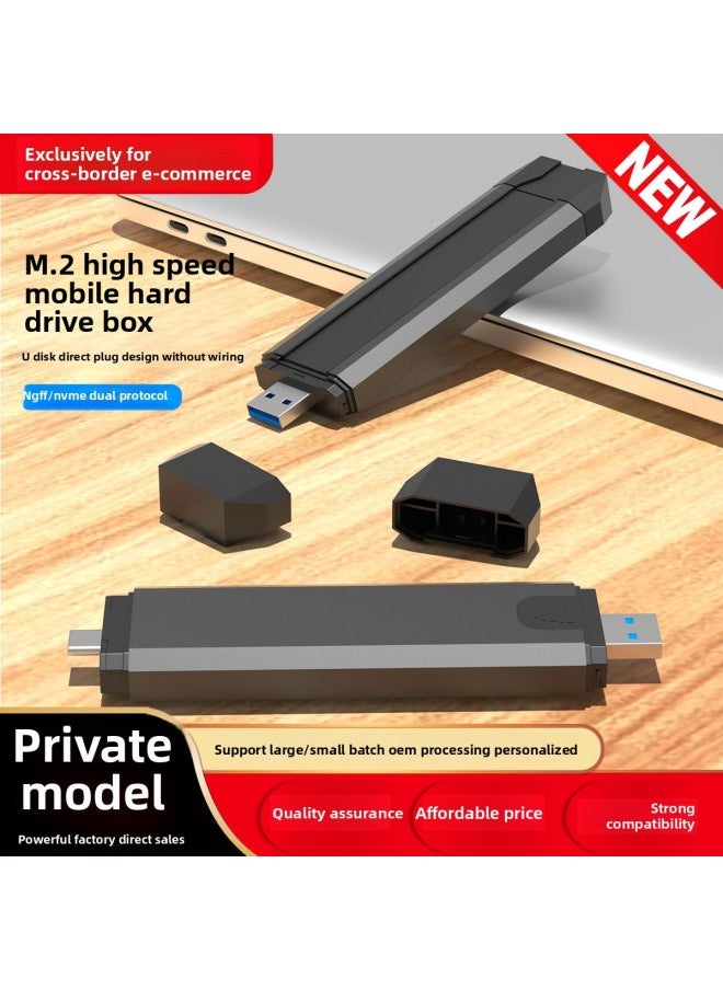 M.2 Solid State Hard Disk Box External NGFF/NVME Hard Disk Box M.2 Dual Protocol Mobile Reader Ssd In-line-Color:Black NGFF JMS576  - Image 2