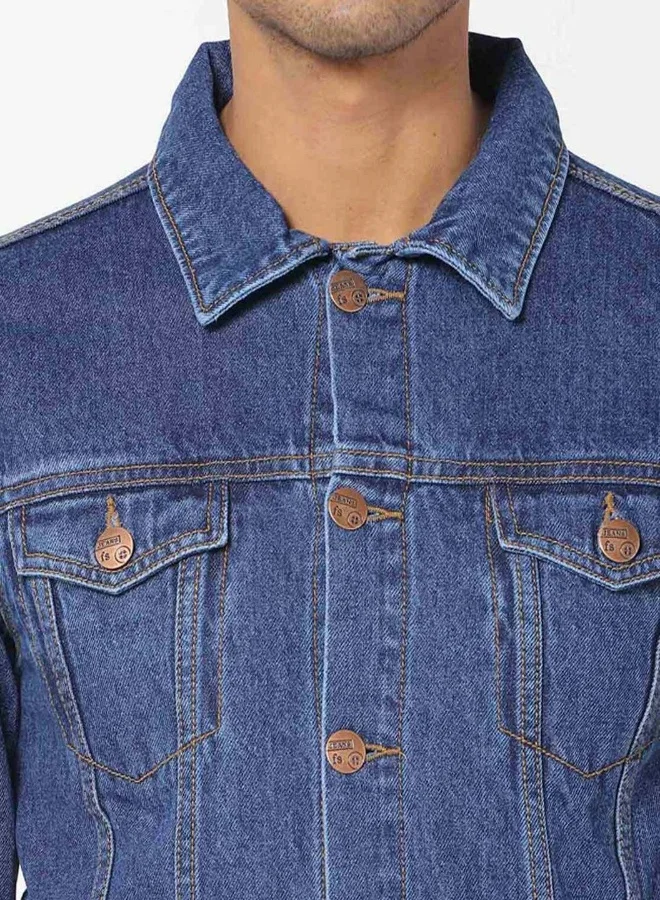 HIGH STAR Men Blue Solid Denim Jacket