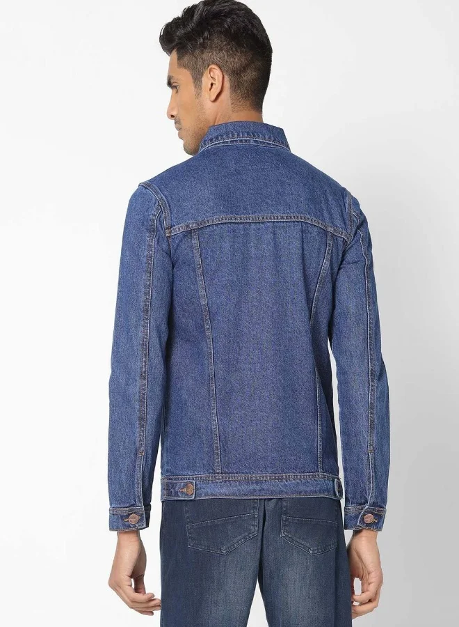 HIGH STAR Men Blue Solid Denim Jacket