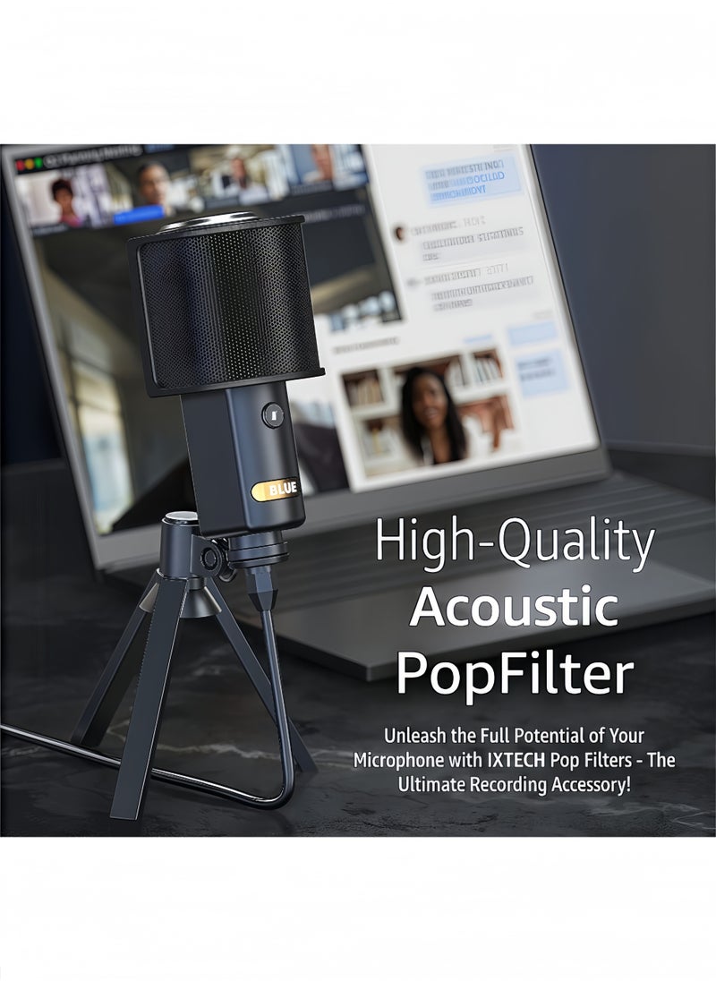 Peachjoy Microphone Pop Filter, Mic Pop Screen with Metal Mesh, Handheld Mic Windscreen Cover Pop Shield, Noise Shield Microphone Accessories for Podcasts Recording Vlogging Streaming  - Image 5