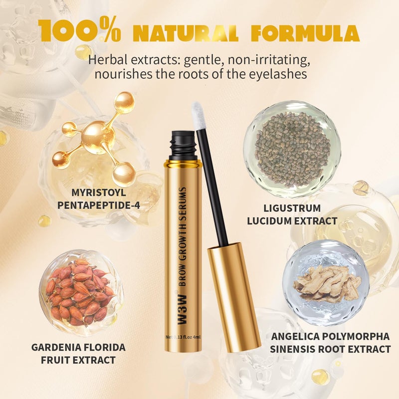 W3W Eyebrow Growth Serum,W3W Eyebrow Enhancer for Boost Lash Growth Serum, Advanced Formula for Longer, Fuller, and Thicker Lashes Eyebrow, 4 ML (Golden) - Image 3