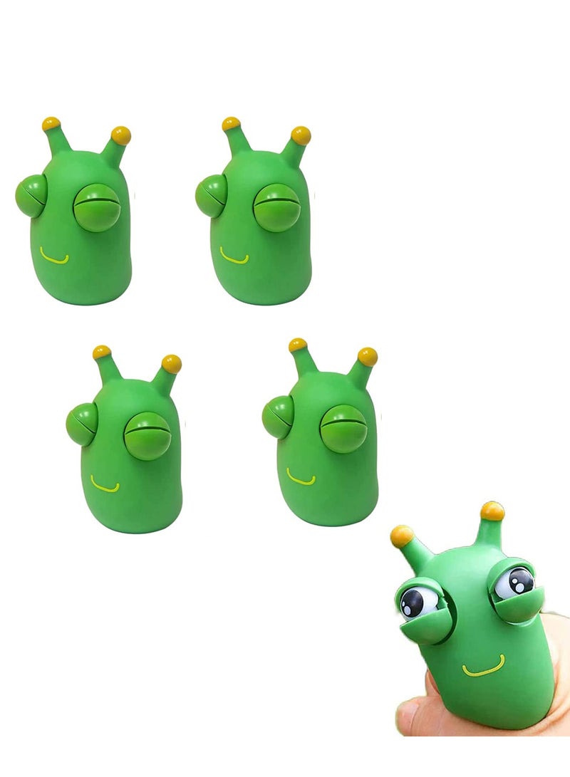 Excefore Funny Squeeze Caterpillar Toy Green Eye Stress Relief Relieve Anxiety Portable Grass Worm Pinch Toy for Autism Hyperactivity Kids Adult Party Gifts Prize Desk Decoration 4PCS - Image 1
