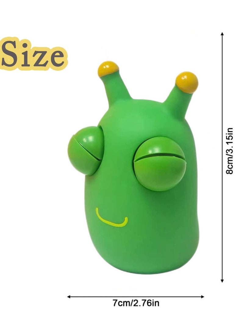 Excefore Funny Squeeze Caterpillar Toy Green Eye Stress Relief Relieve Anxiety Portable Grass Worm Pinch Toy for Autism Hyperactivity Kids Adult Party Gifts Prize Desk Decoration 4PCS - Image 2
