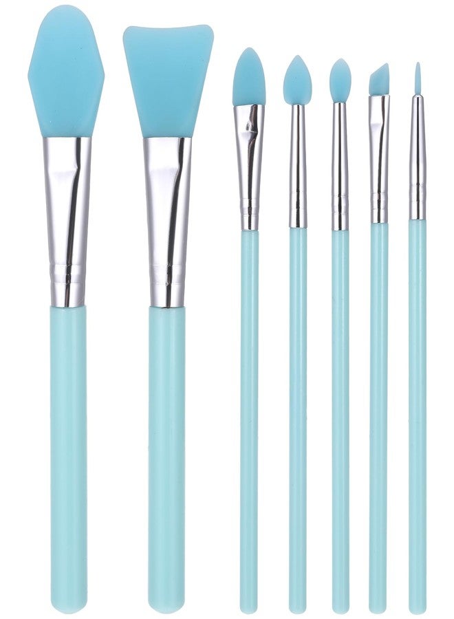 Azefnuhk 7 Pcs Silicone Brush Applicator Kit, Flexible Soft UV Epoxy Art Crafting, Facial Skincare Tools, includes Facial Mask Spatula, for Cream Makeup Face Mud Clay Mask Moisturizers (Blue) - Image 1