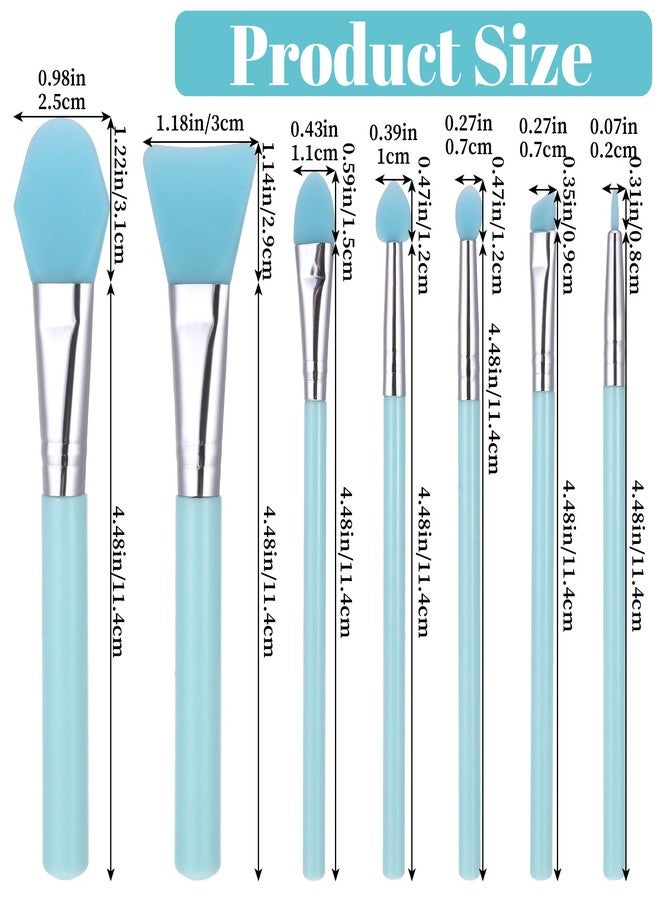 Azefnuhk 7 Pcs Silicone Brush Applicator Kit, Flexible Soft UV Epoxy Art Crafting, Facial Skincare Tools, includes Facial Mask Spatula, for Cream Makeup Face Mud Clay Mask Moisturizers (Blue) - Image 2