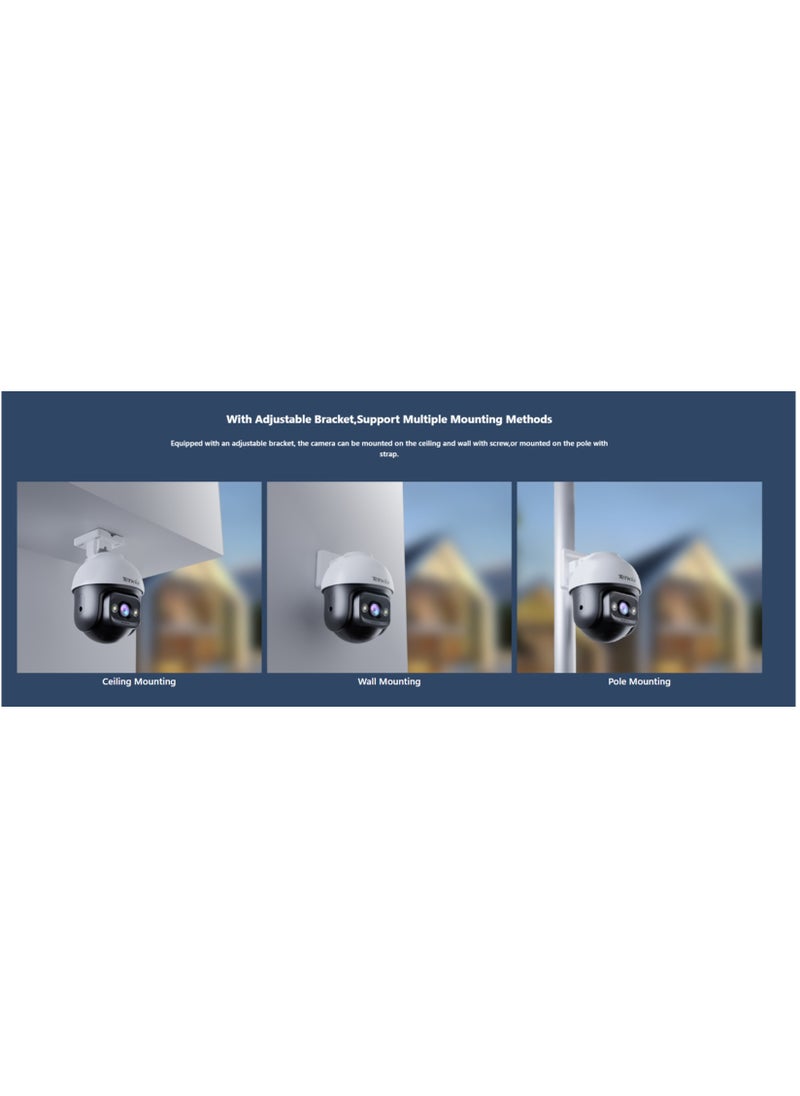 Tenda - TENDA 360° Security Camera Outdoor with 30m Color Night Vision, PTZ CCTV WiFi Camera with 2-way Audio, AI Human Detection& Alarm, APP Control, IP66 Weatherproof, Works with Alexa (CH3 3MP) - Image 1