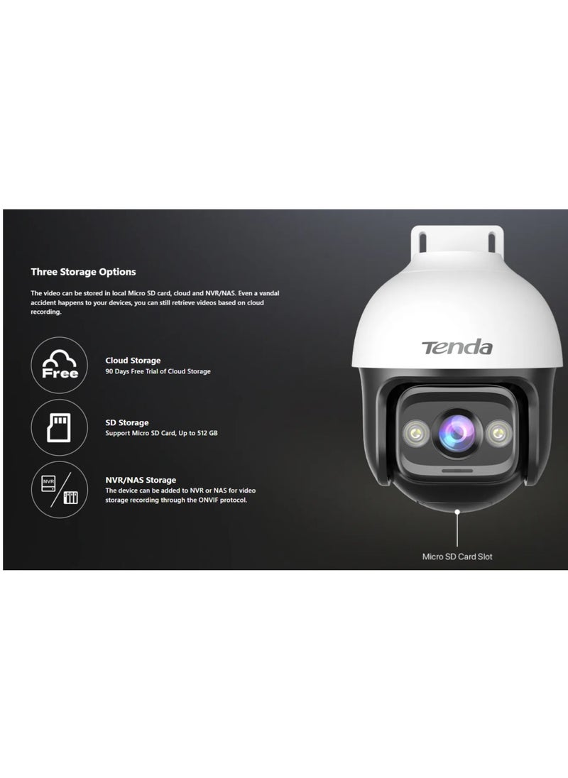 Tenda - TENDA 360° Security Camera Outdoor with 30m Color Night Vision, PTZ CCTV WiFi Camera with 2-way Audio, AI Human Detection& Alarm, APP Control, IP66 Weatherproof, Works with Alexa (CH3 3MP) - Image 1