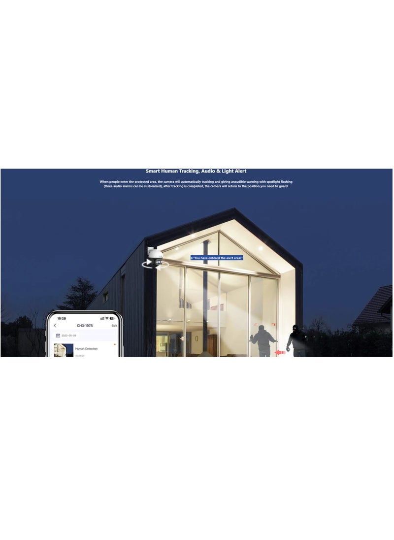 Tenda - TENDA 360° Security Camera Outdoor with 30m Color Night Vision, PTZ CCTV WiFi Camera with 2-way Audio, AI Human Detection& Alarm, APP Control, IP66 Weatherproof, Works with Alexa (CH3 3MP) - Image 1