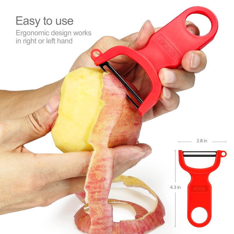 KITCHPOWER Original Vegetable Peeler Carbon Steel Blade 3-Pack Red/Green/Yellow - Image 2