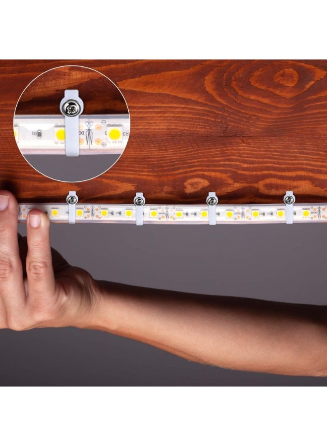 ماركة غير محددة 300 قطعة من مشابك إضاءة LED الشريطية، مشبك تثبيت، مشبك تثبيت من جانب واحد مع 300 قطعة من البراغي، شريط إضاءة LED عريض غير مقاوم للماء (أبيض)  - Image 3