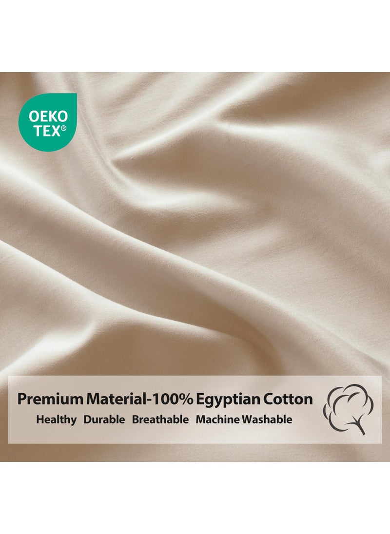 Zaizaihome 100% Egyptian Cotton Fitted Sheet CK Size  600 Thread Count  Single Fitted Sheet Only 8 -16"" Deep Pocket Sheet  Soft & Elastic Sateen Weave Bottom Sheet for Home(Beige  California King)  - Image 4