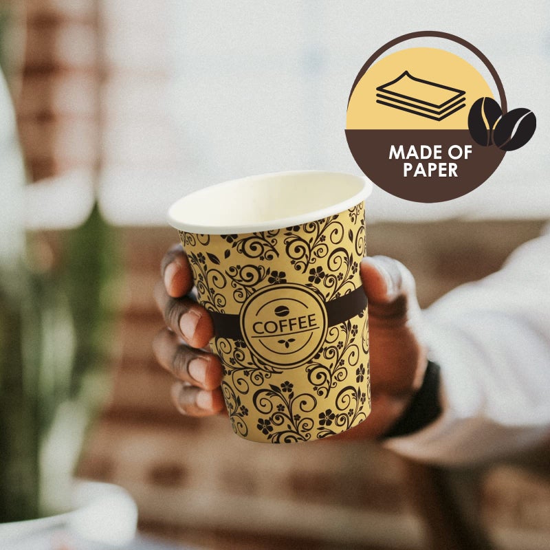 PAMI Disposable Coffee Cups, Single-Use Paper Cups, To-Go Hot Beverage Cups for Espresso Coffee Tea Hot Chocolate, Leak Resistant, Cafe & Home Use (50, 8oz) - Image 2