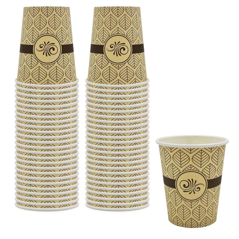PAMI Disposable Coffee Cups, Single-Use Paper Cups, To-Go Hot Beverage Cups for Espresso Coffee Tea Hot Chocolate, Leak Resistant, Cafe & Home Use (50, 8oz) - Image 1