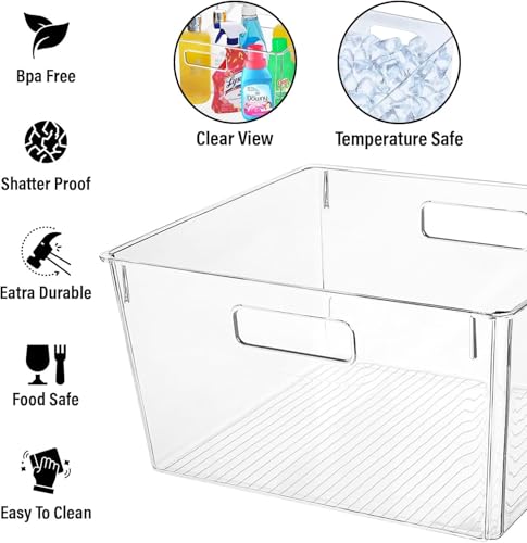 CONTROL KITCHEN Extra Large Clear Plastic Storage Bins, Perfect for Kitchen Organization or Pantry Organization and Storage, Laundry Room, Fridge, Freezer Organizer Plastic Storage Containers for Organizing - Image 3
