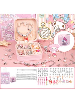 Sanrio 36PCS Charm Bracelet Making Kit, Girls Beads for Jewelry Making Kit, with Jewelry Box, for DIY Craft Jewelry Gift, for 7-14 Year Old Girl（Pink）  - Image 2