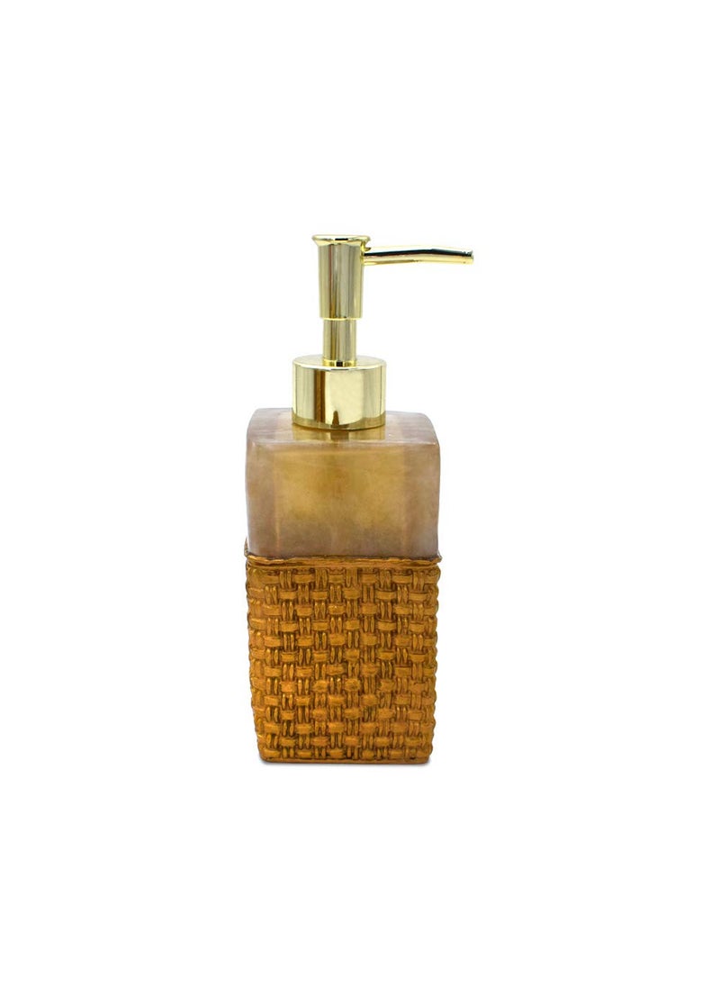 Sterling - Sterling soap Dispenser Set for Bathroom - Liquid Soap Dispenser, Toothbrush Holder, Tumbler & Soap Dish Holder SMS-478 Natural Stone Finish Golden Print Polyresign 4 Pieces - Image 1