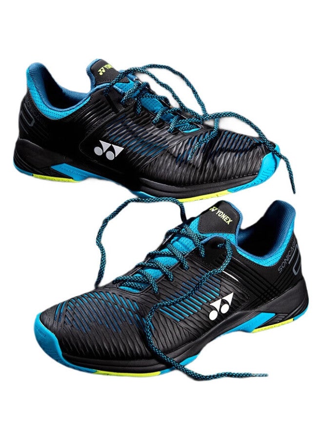Yonex Tennis Shoes With Power Cushion Shock Absorption, Training Badminton Shoes, Shts2Wex, Black And Blue, Size 42 - Image 1