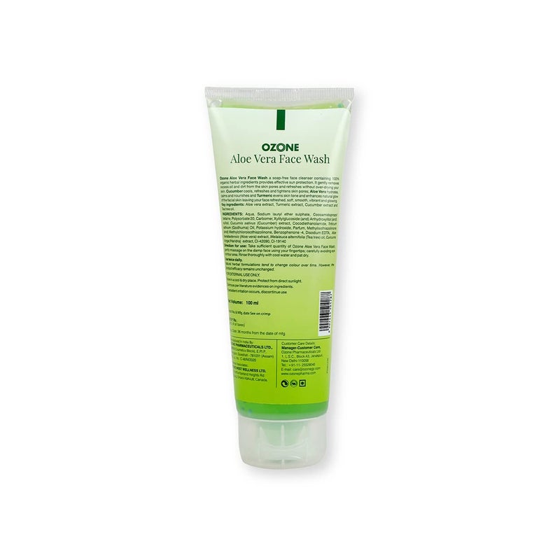 Ozone Ozone Aloe Vera Face Wash Enriched with Aloe Vera Cucumber Turmeric Tea Tree For All Skin Type Soft Smooth Refreshed Glowing Skin For Men Women 100ml Pack of 3  - Image 2