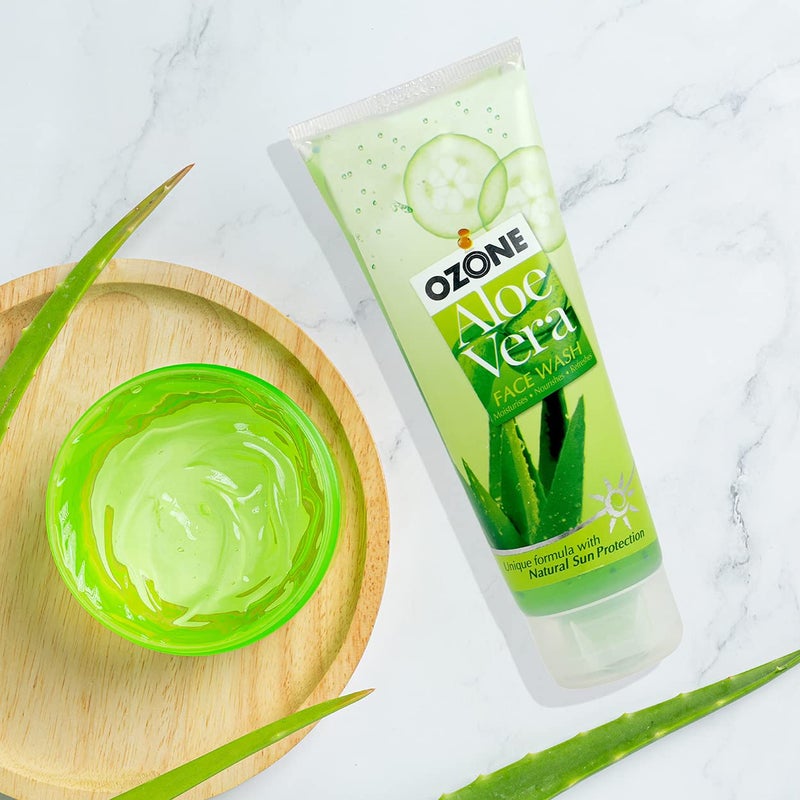 Ozone Ozone Aloe Vera Face Wash Enriched with Aloe Vera Cucumber Turmeric Tea Tree For All Skin Type Soft Smooth Refreshed Glowing Skin For Men Women 100ml Pack of 3  - Image 5