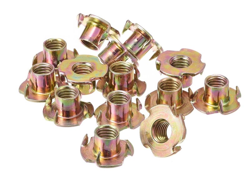 TheMujtaba Yellow Zinc (M6) T-Nut Ideal for Wood, Particle & Composite Materials - Corossion Resistant Nuts - Woodworking and Furniture (50 Pack) - Image 1
