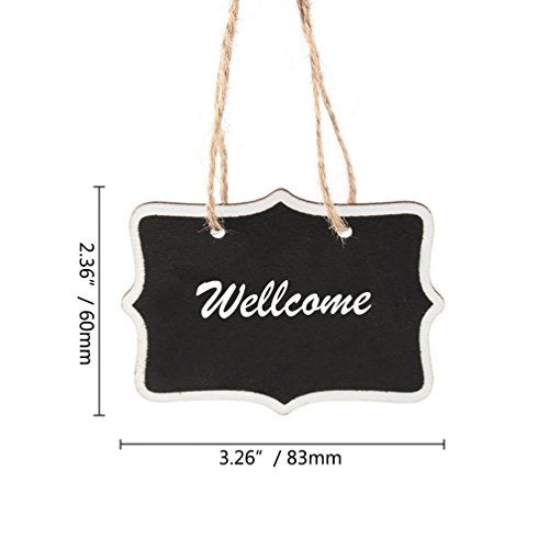 DYWISHKEY 14 Pieces Mini Chalkboards Signs Hanging Blackboard Rectangle Message Board Double Sided for Weddings, Kids Crafts, Garden Favors Storage Labeling Tags - Image 2