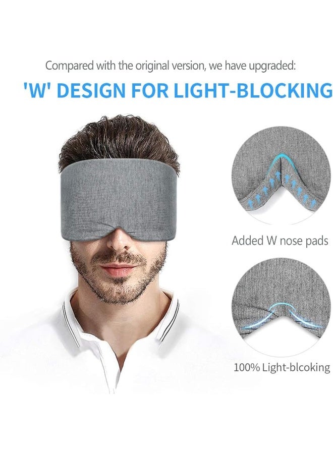 FRESHME Handmade Cotton Sleep Mask - Upgrade Design Light Blocking Sleeping Eye Mask Soft Oversized Eye Shape Blinder Blindfold Airplane with Pouch for Nap Sleeping Travel for Women Men Kids(Gray Modal)  - Image 2