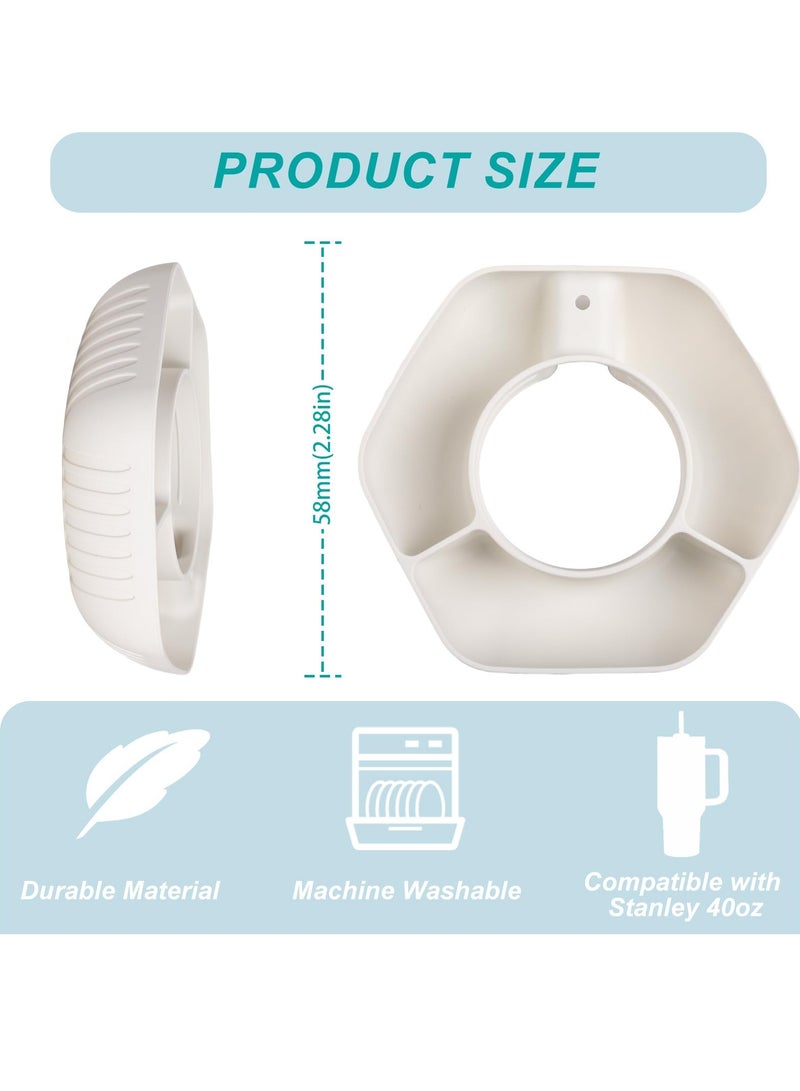 Excefore Stanley Accessories, Snack Bowls Compatible with Stanley 40 oz Cup with Handle, Food-Grade Silicone Snack Bowl for 40 oz Stanley Tumbler, for Travel/Party/Picnic Cream, White - Image 2