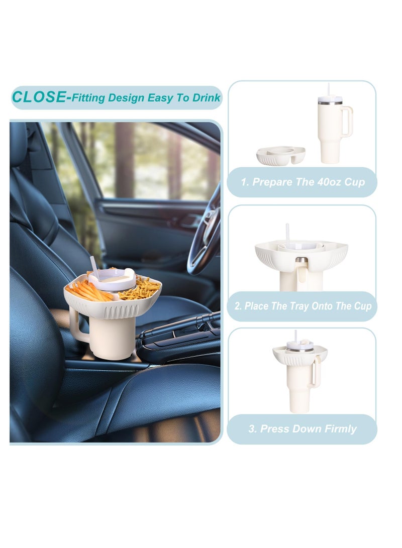 Excefore Stanley Accessories, Snack Bowls Compatible with Stanley 40 oz Cup with Handle, Food-Grade Silicone Snack Bowl for 40 oz Stanley Tumbler, for Travel/Party/Picnic Cream, White - Image 3