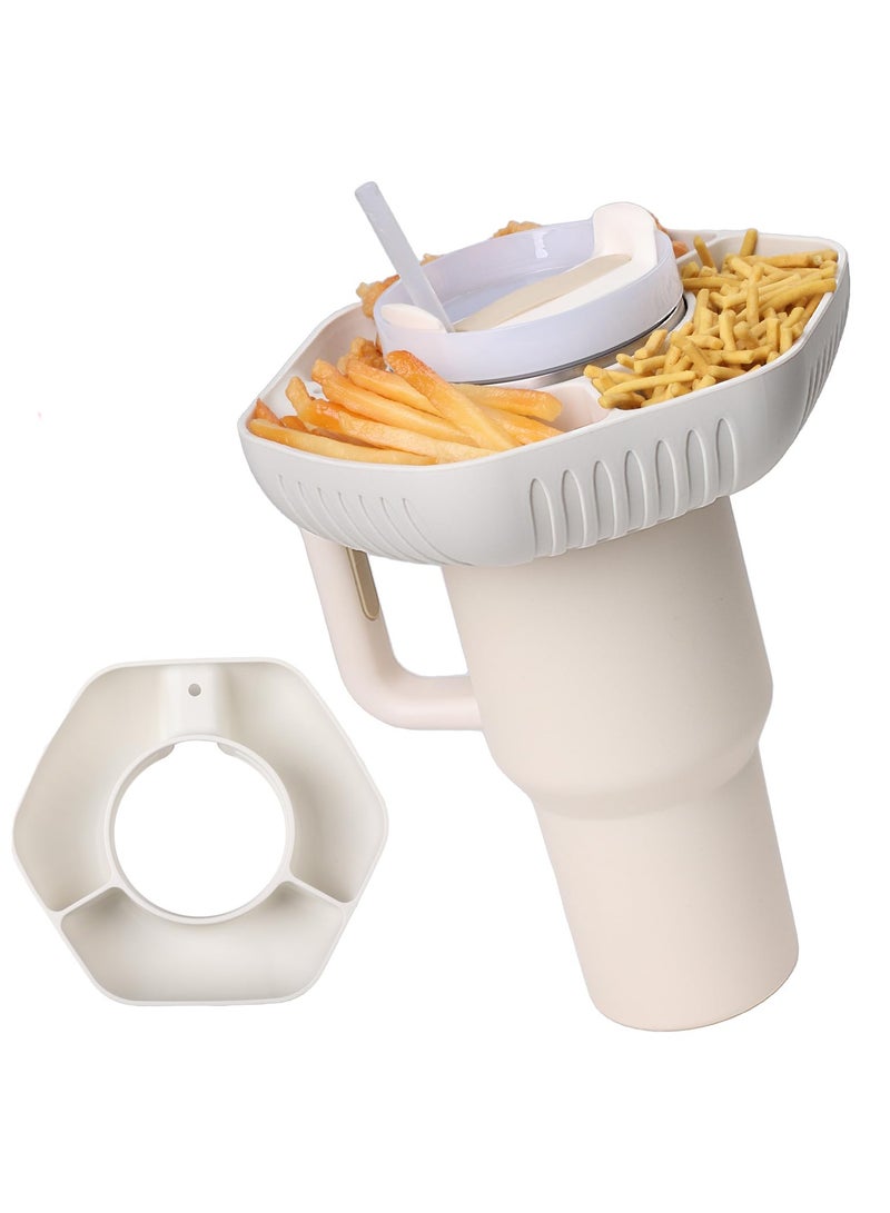 Excefore Stanley Accessories, Snack Bowls Compatible with Stanley 40 oz Cup with Handle, Food-Grade Silicone Snack Bowl for 40 oz Stanley Tumbler, for Travel/Party/Picnic Cream, White - Image 1