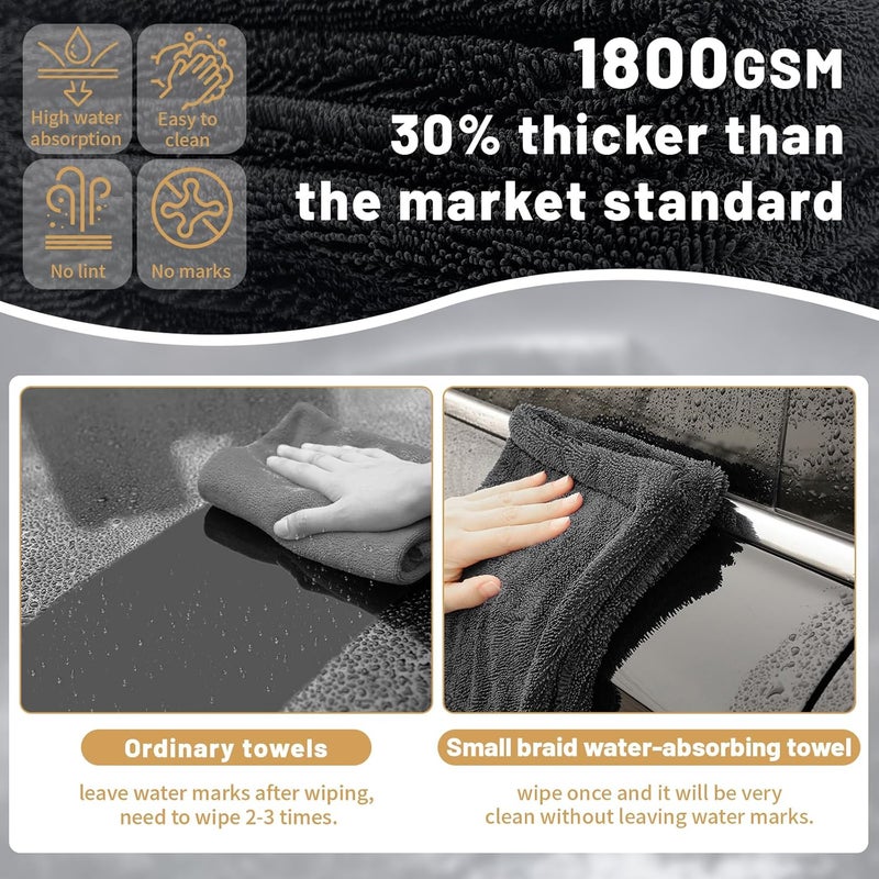 Ghguole Extra Large Car Drying Towel - 1800GSM Microfiber, Double-Sided, Super Absorbent, Lint-Free (50 x 70 cm) - Image 4