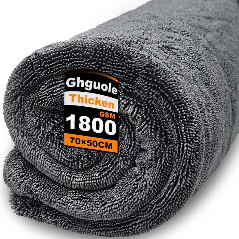 Ghguole Extra Large Car Drying Towel - 1800GSM Microfiber, Double-Sided, Super Absorbent, Lint-Free (50 x 70 cm) - Image 1