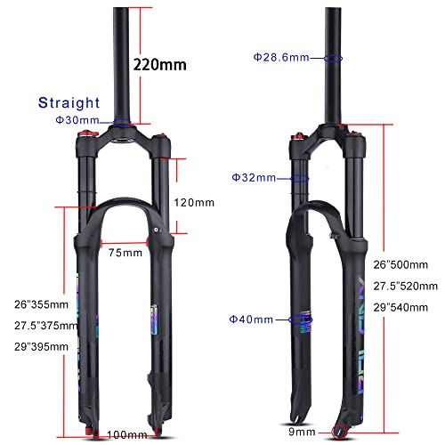BOLANY 2627529 Mountain Bike Air Suspension Fork Shock Absorber Rebound Adjustment 1 18 Straight Tube QR 9mm Travel 100mm ManualRemote Locking Fit MountainRoad Bike - Image 3