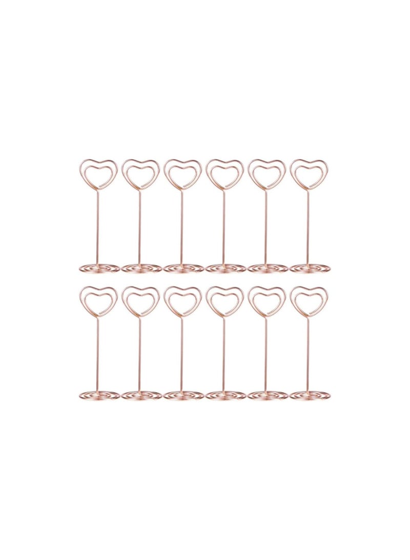GGOOT 12Pcs Vertical Note Holder, Place Card Holders Heart Shape Table Photo Holder Table Picture Stand Place Card Holder for Wedding Party Gatherings Office Desk Paper Memu Clips  - Image 1