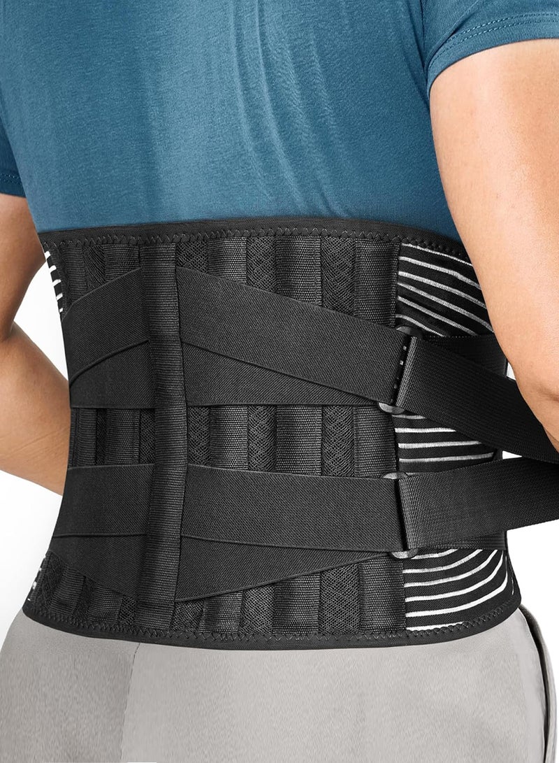 Back Braces for Lower Back Pain Relief with 6 Stays, Breathable Back Support Belt for Men/Women for Work, Anti-Skid Lumbar Support Belt with 16-Hole Mesh for Sciatica. - Image 1
