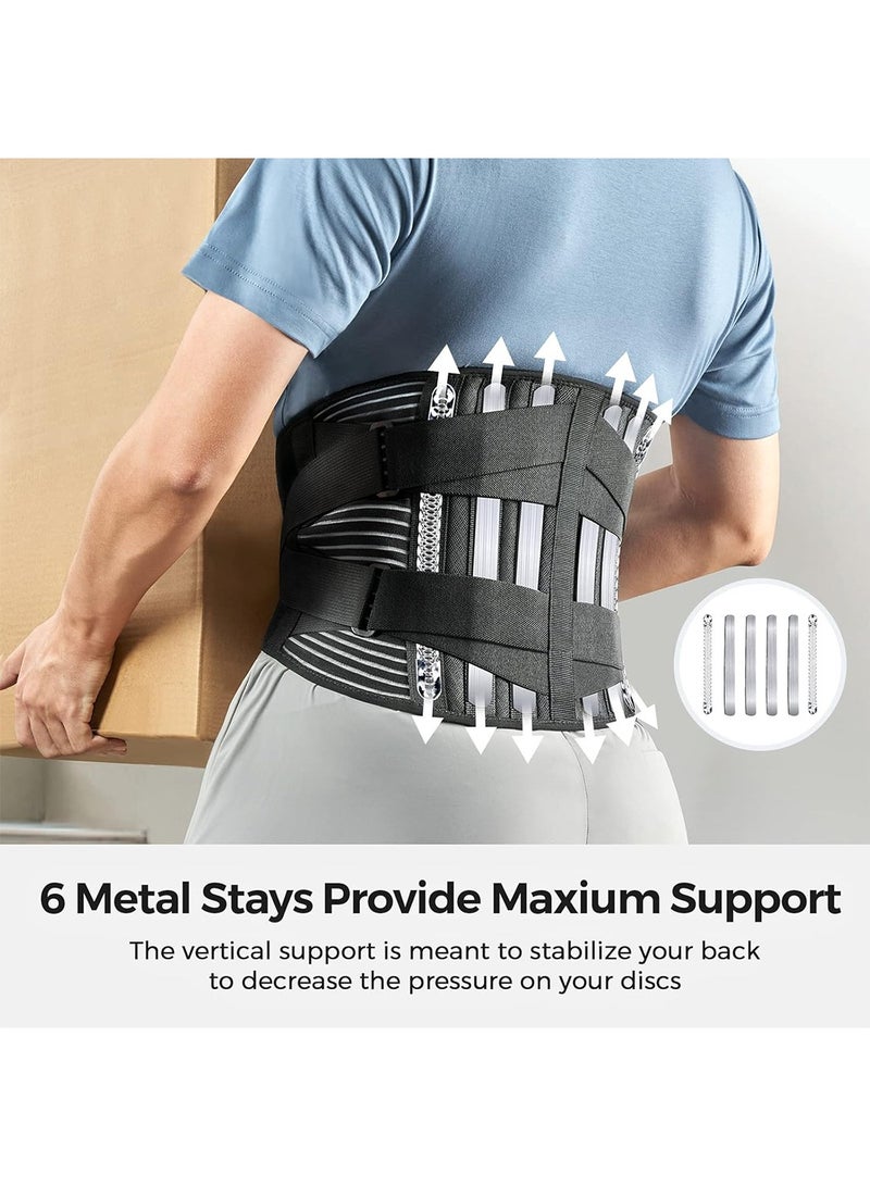 Back Braces for Lower Back Pain Relief with 6 Stays, Breathable Back Support Belt for Men/Women for Work, Anti-Skid Lumbar Support Belt with 16-Hole Mesh for Sciatica. - Image 2