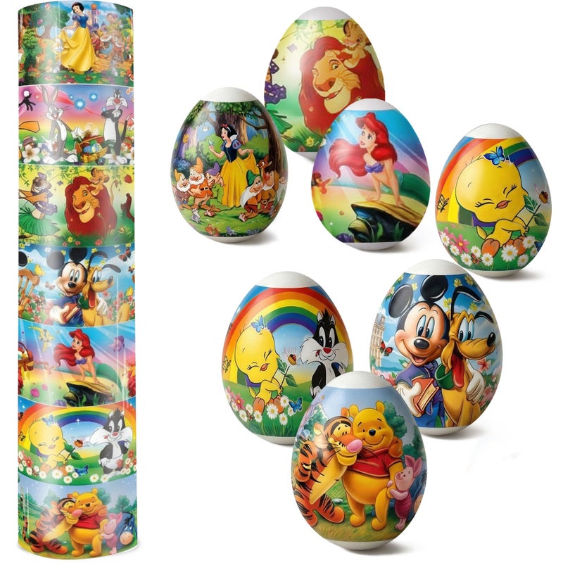 Diximus Easter Egg Decorating Kit - Heat Shrink Sleeve Egg Wraps - Pysanka Ukrainian Pysanky Supplies - Egg Stickers - Cartoons Easter Decoration for 7 Easter Eggs - Image 1