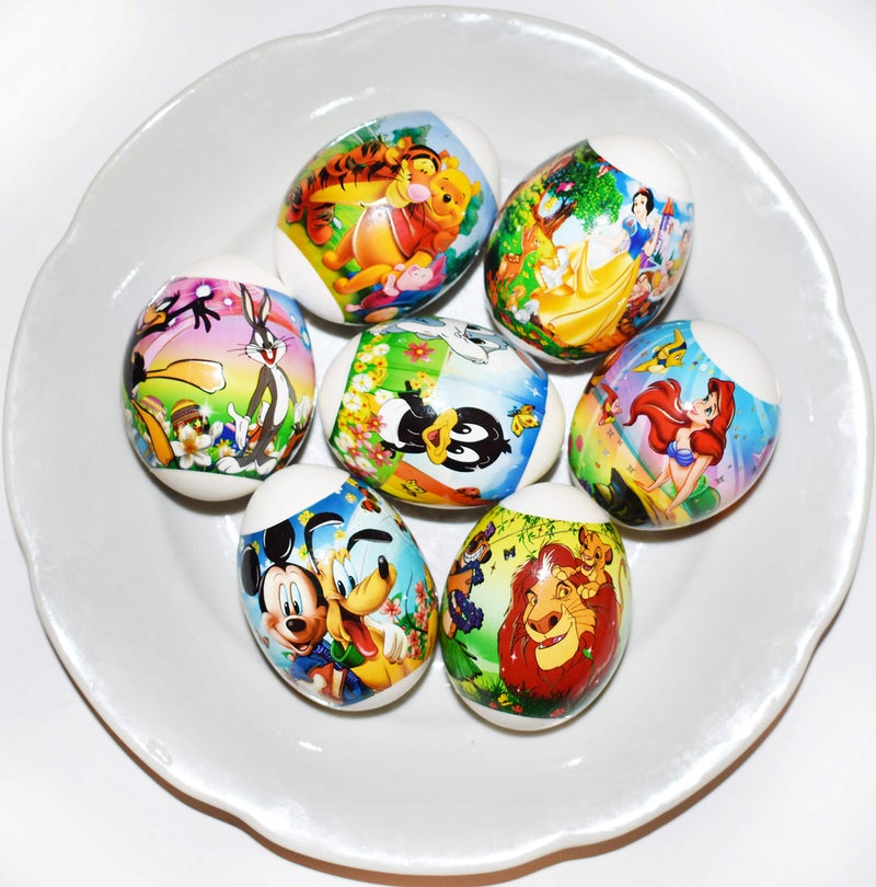 Diximus Easter Egg Decorating Kit - Heat Shrink Sleeve Egg Wraps - Pysanka Ukrainian Pysanky Supplies - Egg Stickers - Cartoons Easter Decoration for 7 Easter Eggs - Image 4