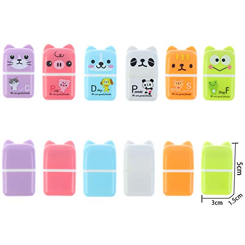 Xgood 24-Piece Roller Erasers - Portable, Flexible, Durable Soft Animal Erasers with Roller Cases for School, Office, Kids (6 Patterns) - Image 3