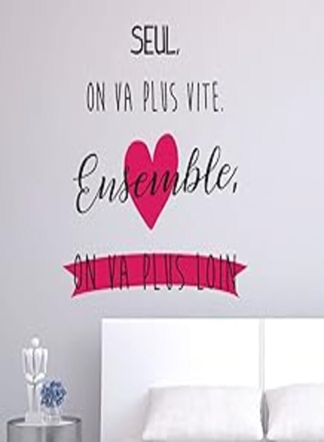 Generic Decorative multicolored sticker -Quote ensemble on va plus loin (60x65cm) 