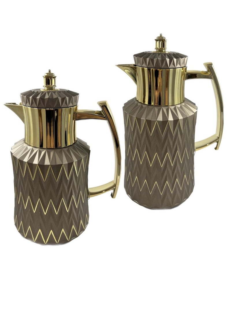 Home Maker - 2-Piece  Tea & Coffee Flask, Brown & Gold - Image 1