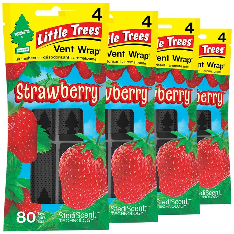 LITTLE TREES Car Air Freshener  Vent Wrap Provides Long Lasting Scent Invisibly Fresh  Strawberry 16 Air Fresheners
