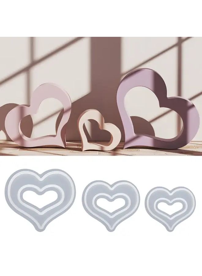 3pcs Heart Shaped Resin Casting Molds Reusable Silicone for Candle Making Home Decor Supplies - Image 1