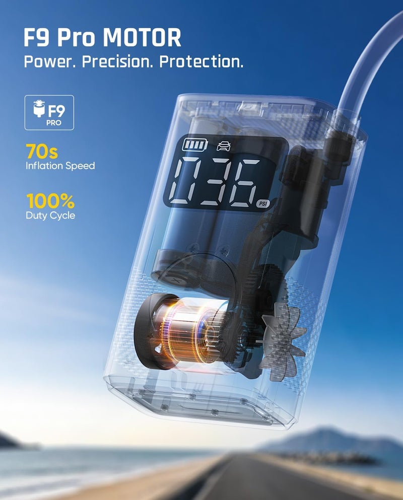 Fanttik X9 Pro Portable Tire Inflator with Digital Pressure Gauge, 150PSI Air Compressor for Cars, Bikes, and Balls - Image 4