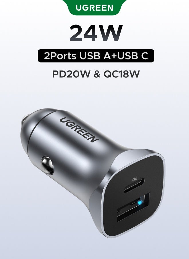 يو جرين شاحن سيارة سريع بي دي 20 واط لايفون 15 برو ماكس، محول سيارة بمنفذ USB و تايب سي لايفون 15 برو/ 14/15 برو ماكس/14/ 13/ 13 ميني/ 12 برو ماكس/ ايباد 9/ ايباد ميني 6 وسامسونج اس 21 وهواوي ميت 20 24W - Image 1